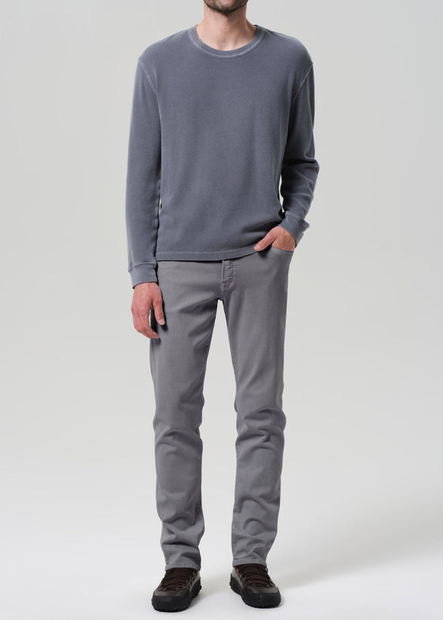 Gage Slim Straight Soft Weft in Steel Grey