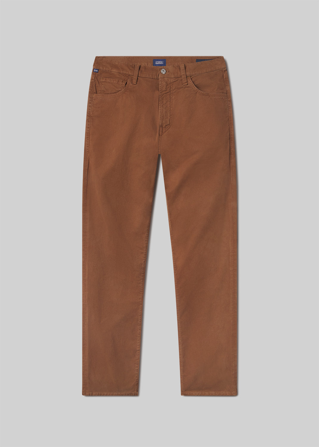 Gage Slim Straight Cashmere Touch Sateen in Cognac