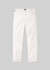 Gage Slim Straight Cashmere Touch Sateen in Soft White