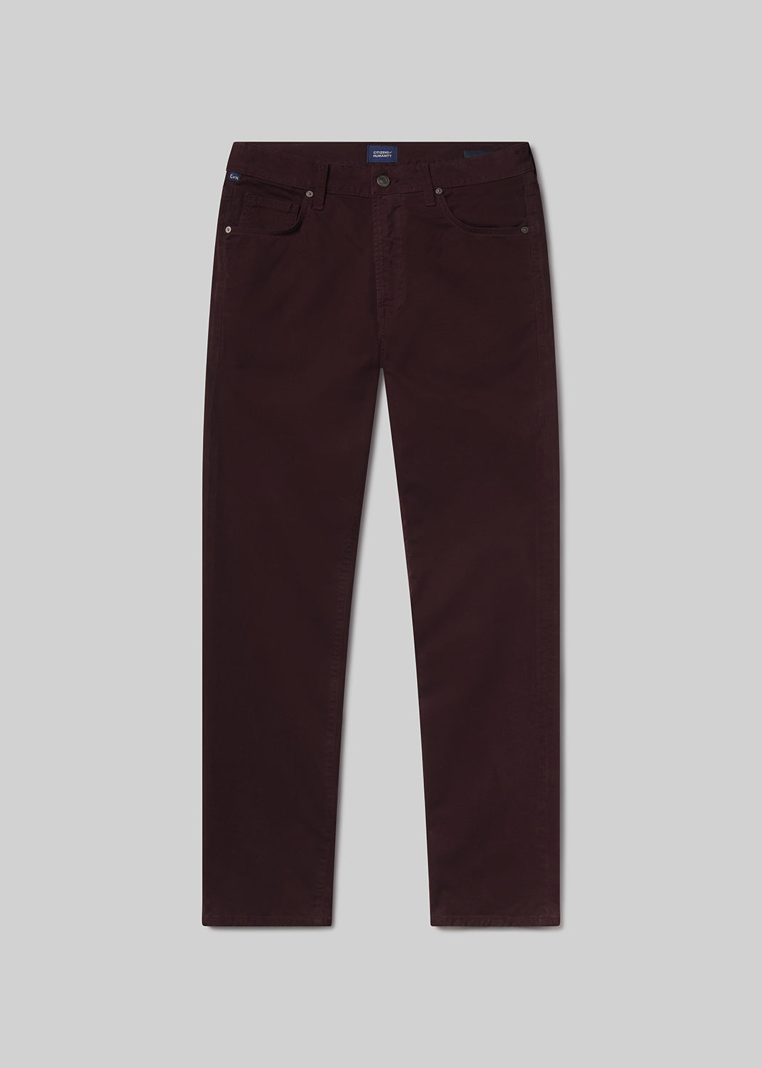 Gage Slim Straight Cashmere Touch Sateen in Burgundy