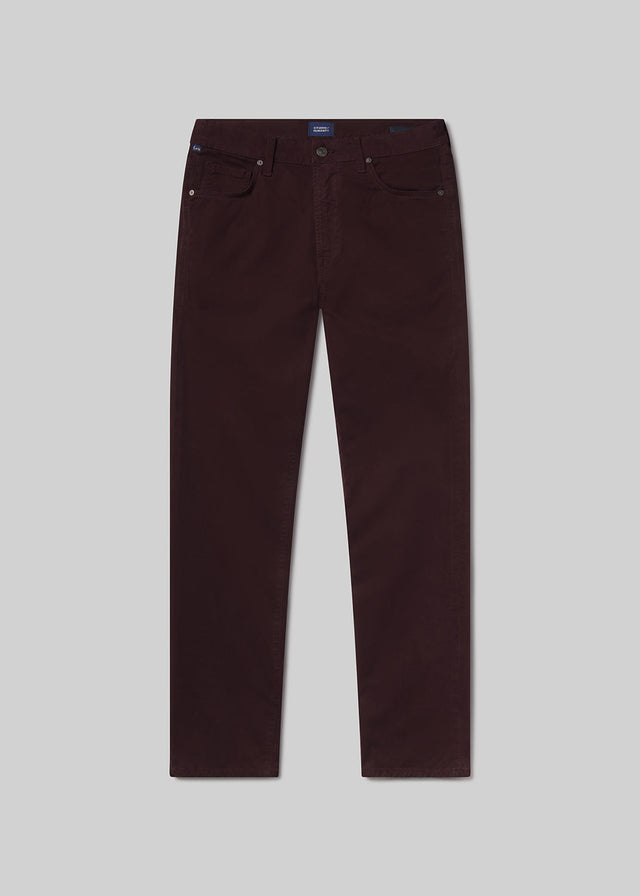 Gage Slim Straight Cashmere Touch Sateen in Burgundy