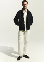 Gage Slim Straight Cashmere Touch Sateen in Soft White