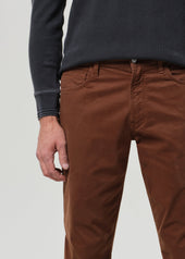 Gage Slim Straight Cashmere Touch Sateen in Cognac