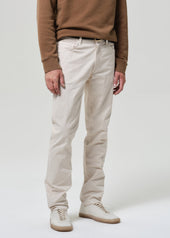 Gage Slim Straight Cashmere Touch Sateen in Light Taupe