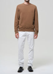 Gage Slim Straight Cashmere Touch Sateen in Soft White