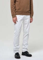 Gage Slim Straight Cashmere Touch Sateen in Soft White