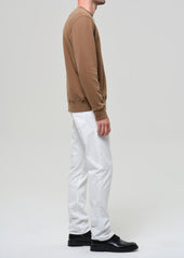 Gage Slim Straight Cashmere Touch Sateen in Soft White