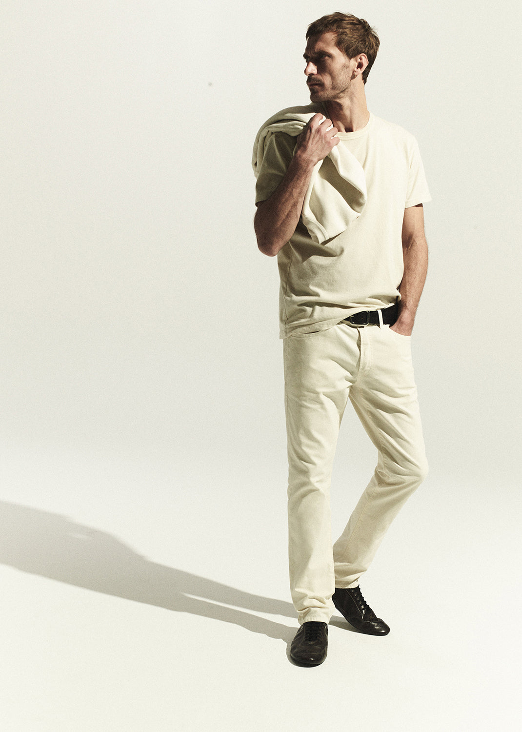 Gage Slim Straight Italian Canvas in Almond