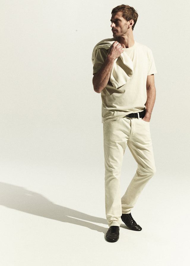 Gage Slim Straight Italian Canvas in Almond