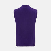 Purple Merino V Neck Sleeveless Cardigan