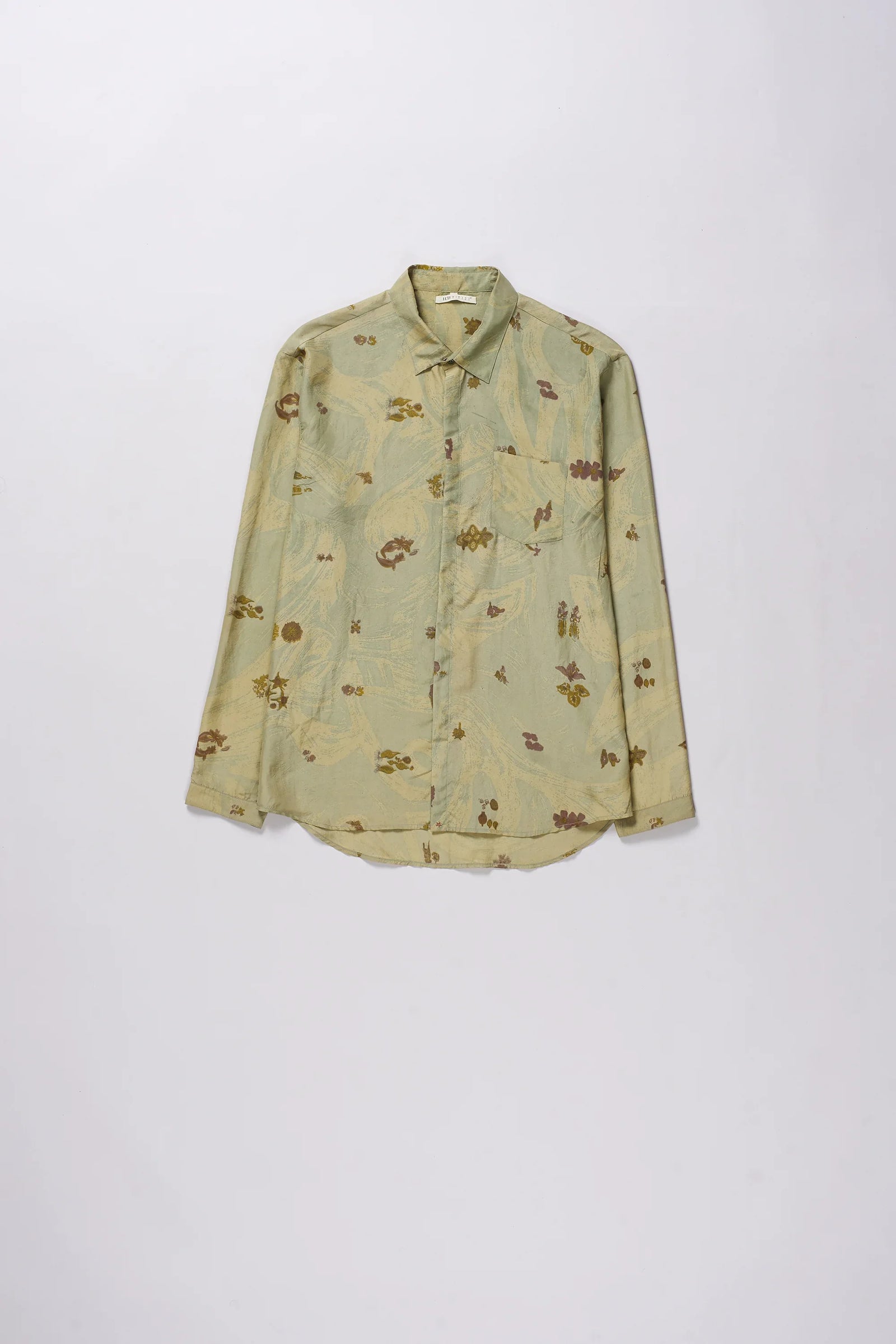 Ocean Blue Screen Printed Silk Shirt