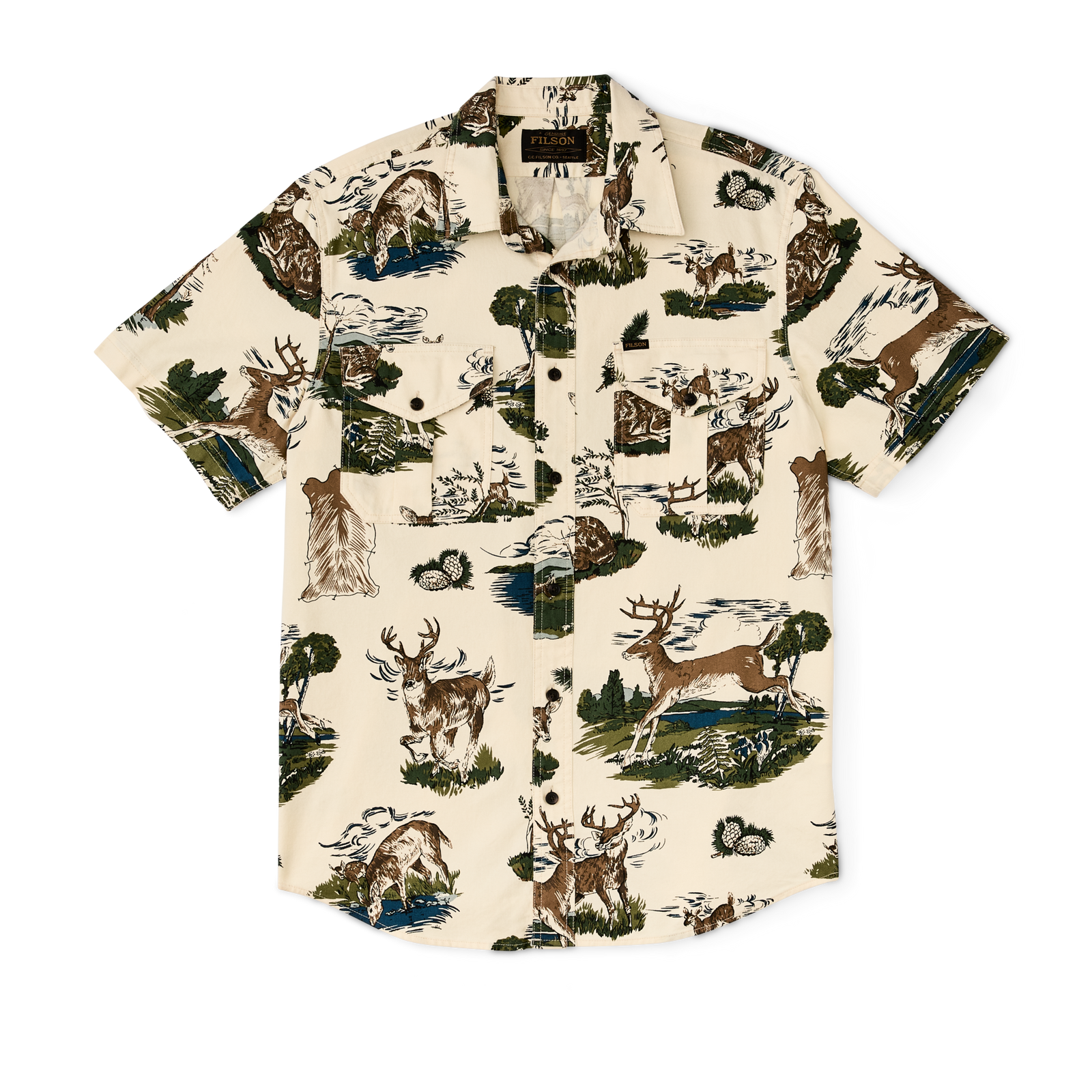 Short Sleeve Lightweight Alaskan Guide Shirt - Vintage White / Deer