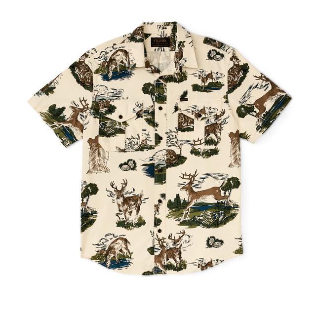 Short Sleeve Lightweight Alaskan Guide Shirt - Vintage White / Deer