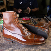 High Cut Derby Boots In Light Brown Crust Calf Leather