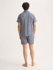 Men's Short Pajamas Cotton Batiste Blue Multicolor Diamond Print
