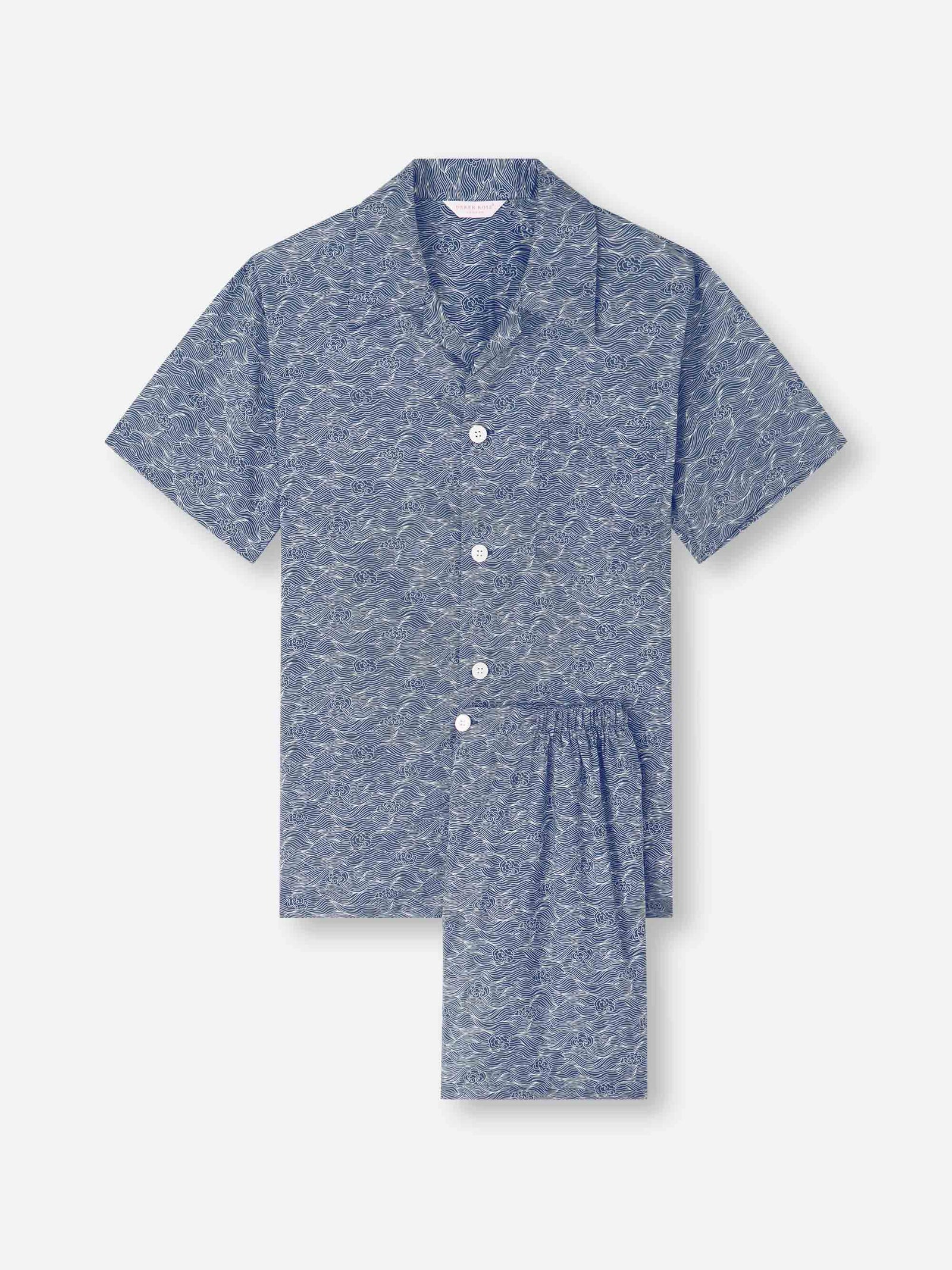 Men S Short Pajamas Cotton Batiste Night Sky Print