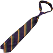 Japanese Repp Stripe Silk Tie Eggplant Green Gold