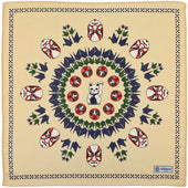 Fortune Motif Wool / Silk Pocket Square - Cream - 40x40cm