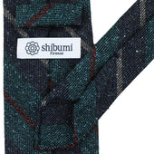 Striped Wool Silk Tie Sea Green Hand Rolled