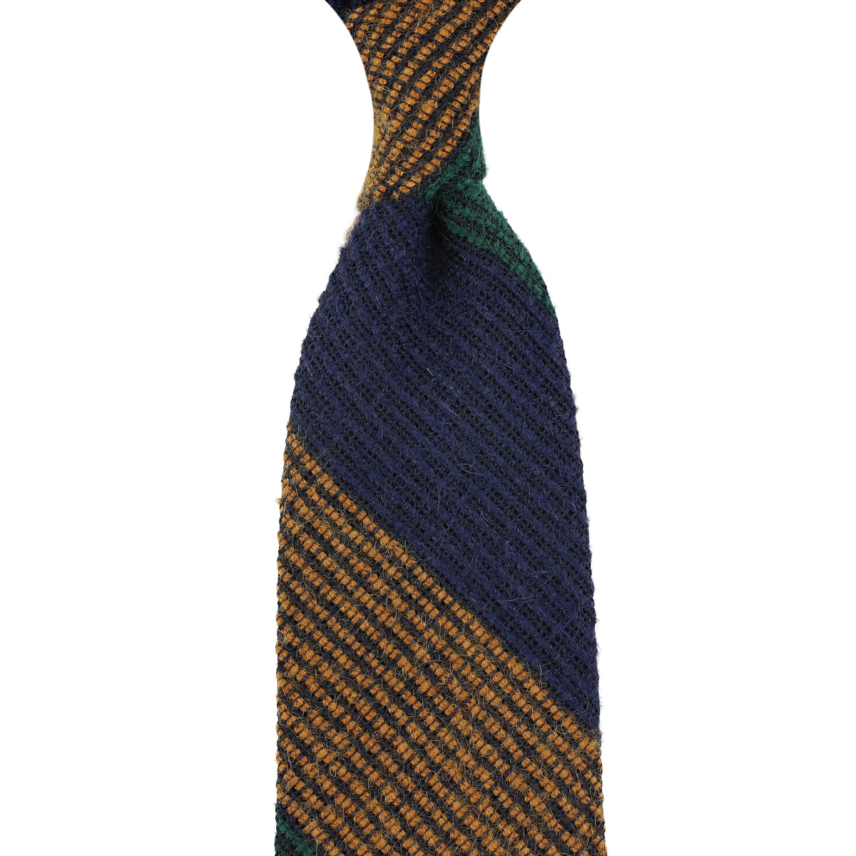 Striped Alpaca Silk Wool Grenadine Tie Forest