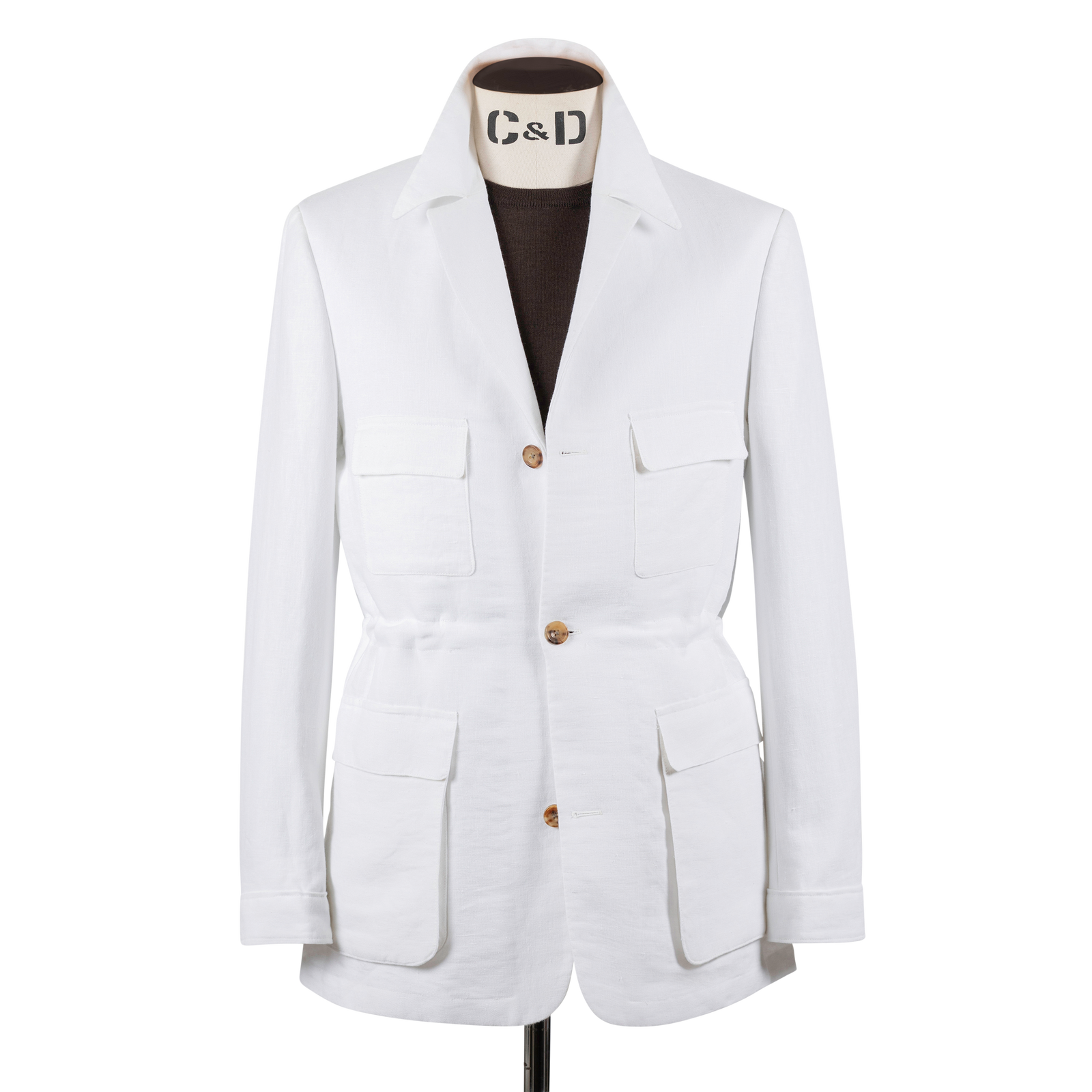 Safari Jacket In White Linen