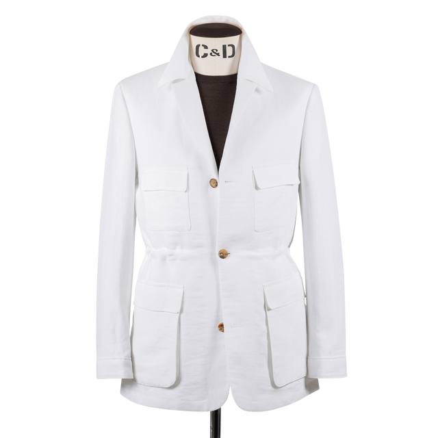 Safari Jacket in White Linen