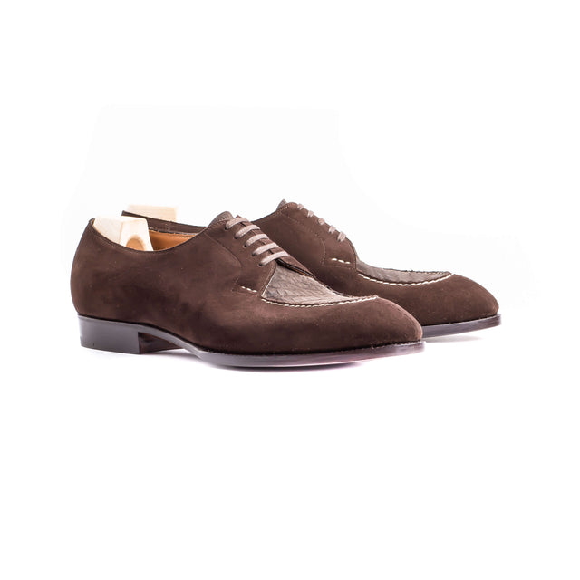 Five eyelet split toe Derby with Alligator apron