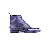 Oxford Boots With Saddle Brogueing And Medallion In Midnight Blue