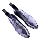 Oxford Boots With Saddle Brogueing And Medallion In Midnight Blue
