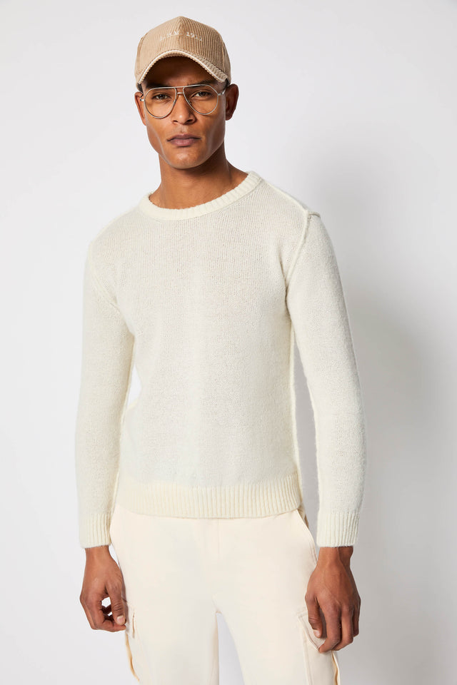 Maglia girocollo bianco avorio