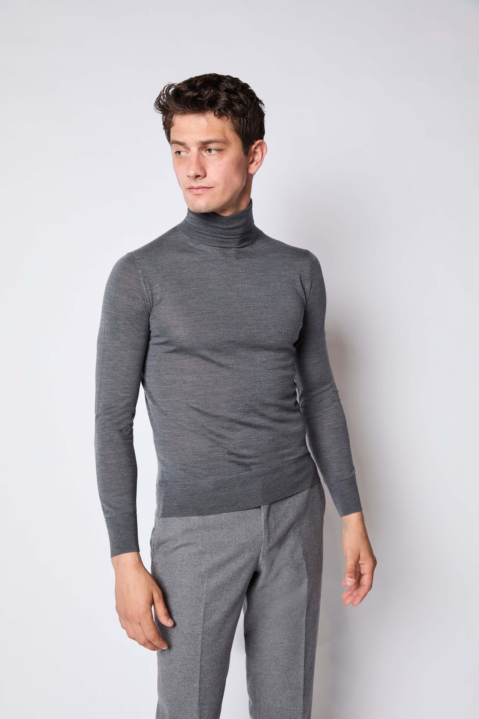 Maglia Dolcevita Grigio Medio Melange