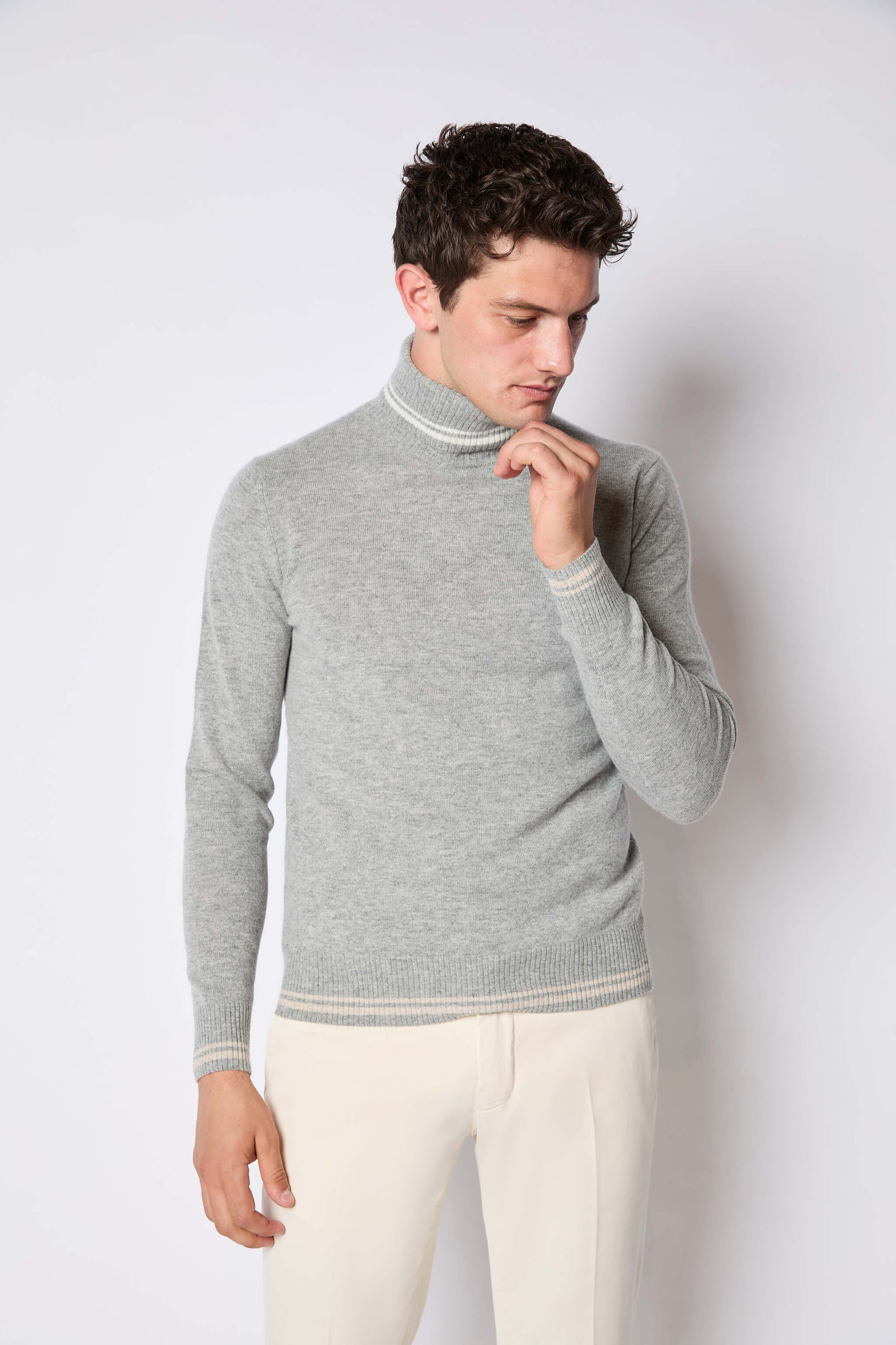 Maglia Dolcevita Grigio Chiaro Melange
