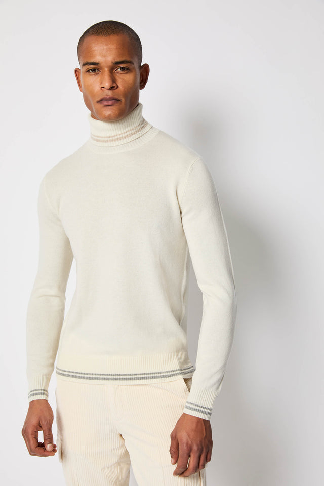 Maglia dolcevita in lana e cashmere avorio
