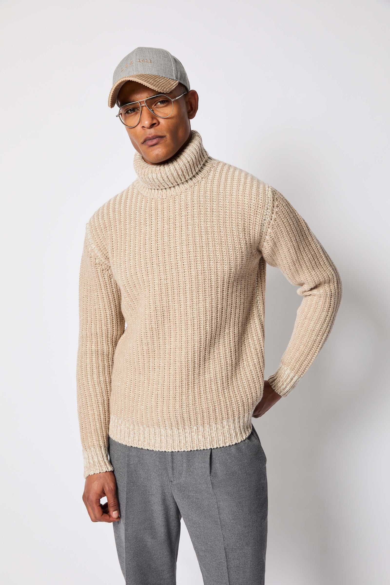 Maglione Dolcevita A Maglia Grossa Avorio
