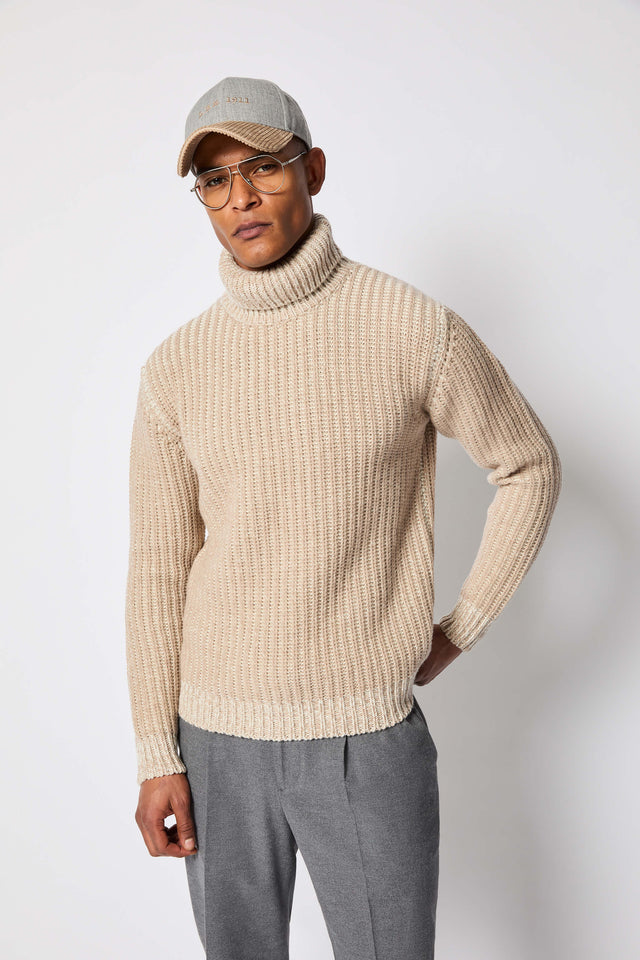 Maglione dolcevita a maglia grossa avorio