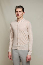 Maglia camicia lino e cotone sabbia