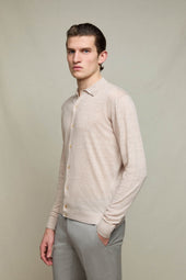 Maglia camicia lino e cotone sabbia