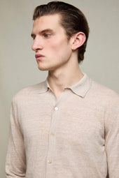 Maglia camicia lino e cotone sabbia