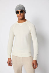 Maglia girocollo in lana e cashmere bianca