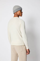 Maglia girocollo in lana e cashmere bianca