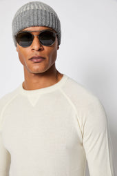 Maglia girocollo in lana e cashmere bianca