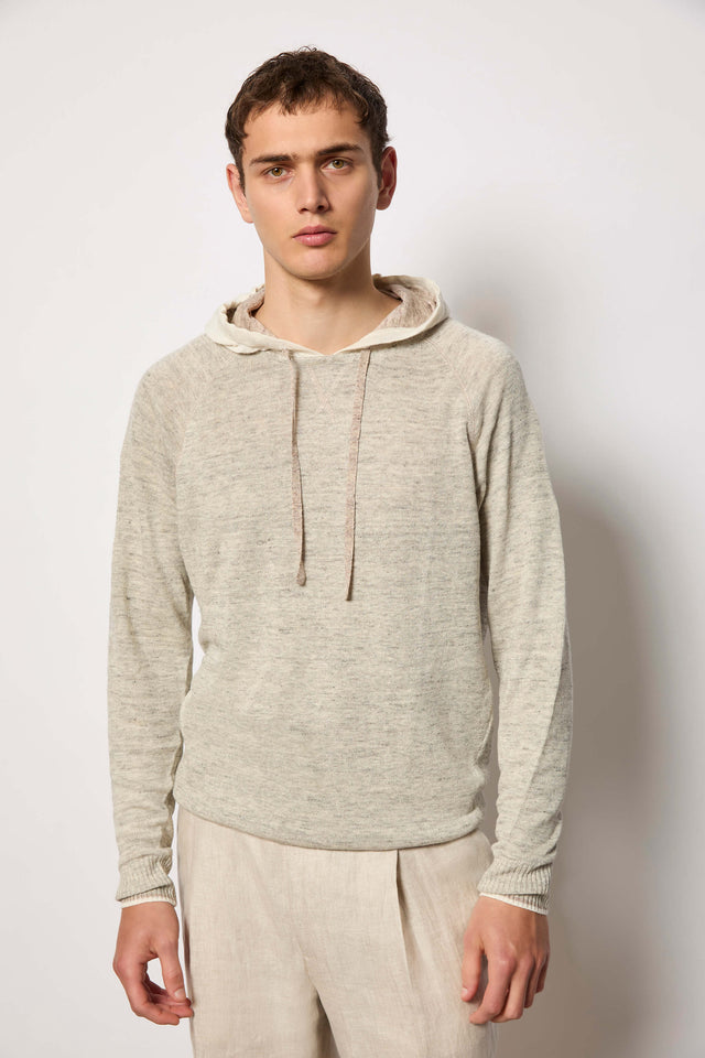 Felpa in sweater con cappuccio beige
