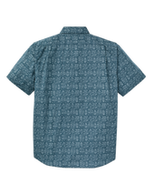 Washed Short Sleeve Feather Cloth Shirt - Blue Print