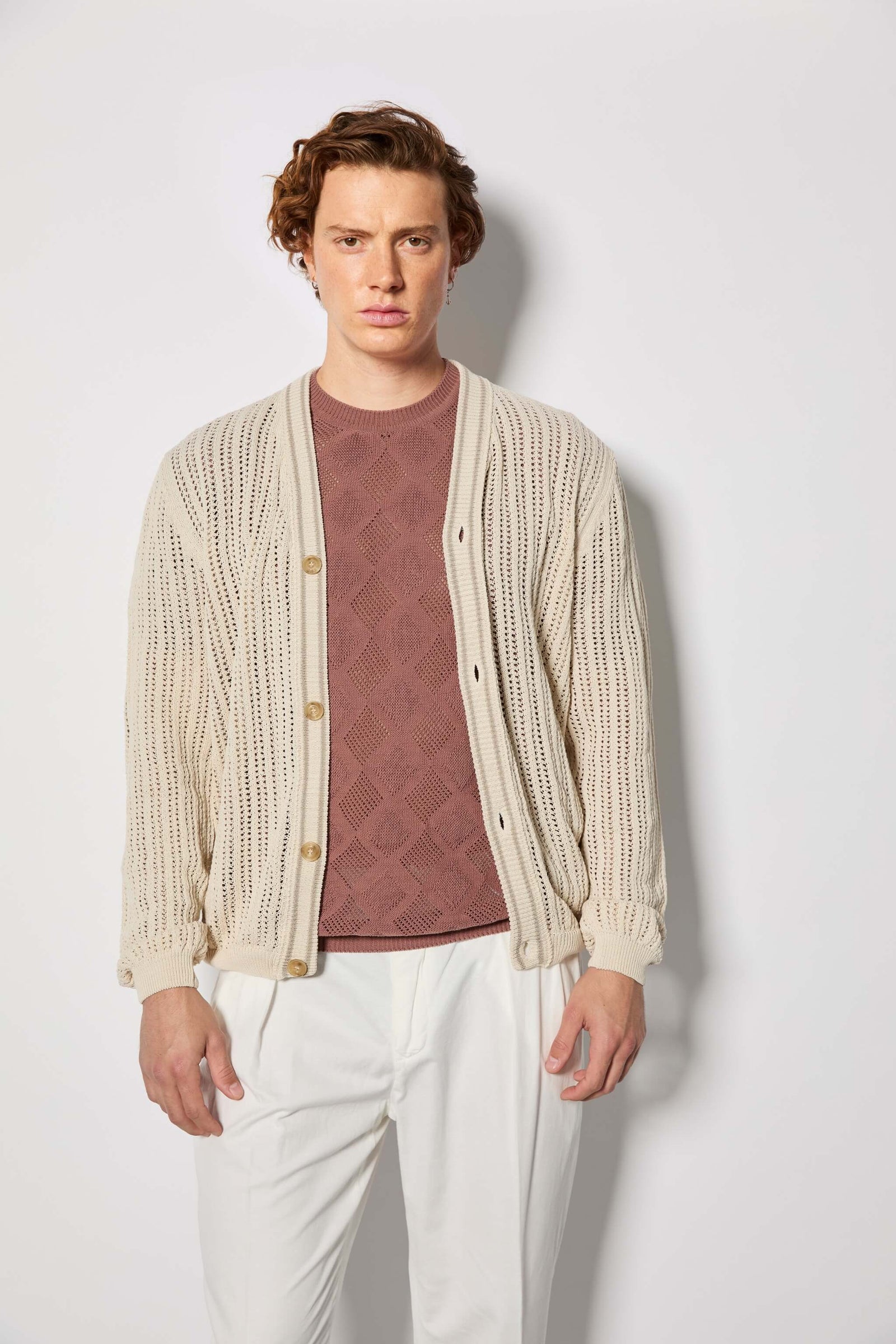 Cardigan Traforato Beige