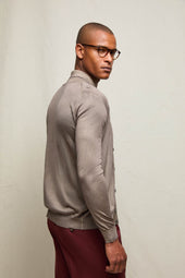 Cardigan in seta e cashmere tortora