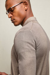 Cardigan in seta e cashmere tortora