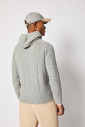 Felpa In Maglia Con Cappuccio Grigia
