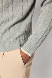 Felpa In Maglia Con Cappuccio Grigia