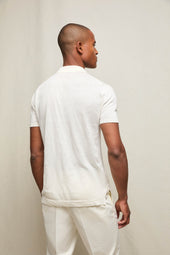 Camicia in maglia lino e cotone avorio