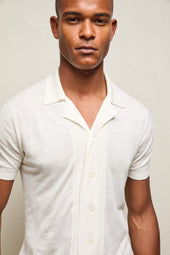 Camicia in maglia lino e cotone avorio
